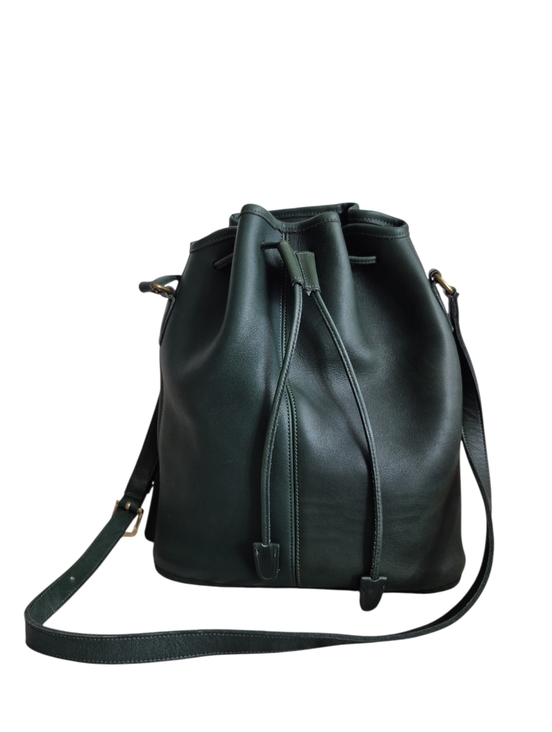 Coach Handbags - Vintage Coach Dark Green Leather USA Bucket Bag